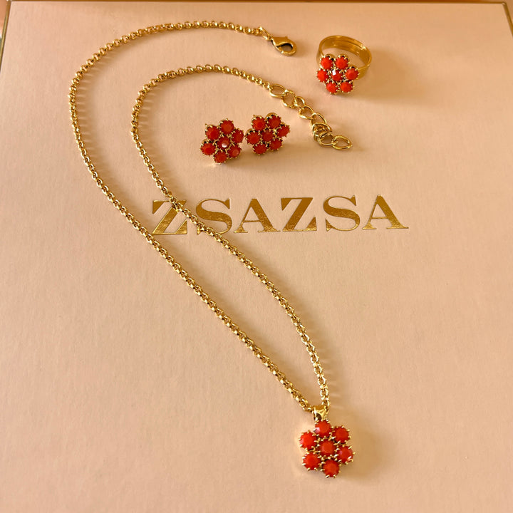 Orange Swarovski crystals set