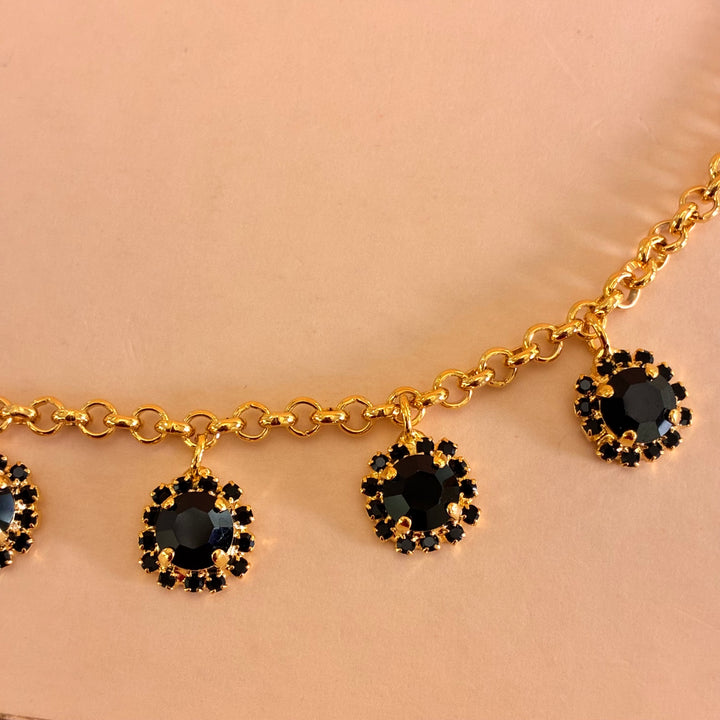 Black preciosa crystals necklace