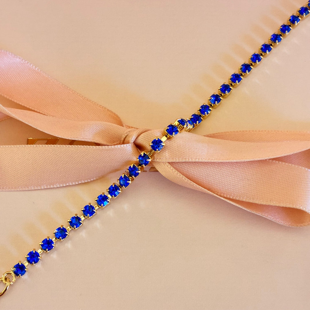 Dainty royal blue Swarovski crystals bracelet