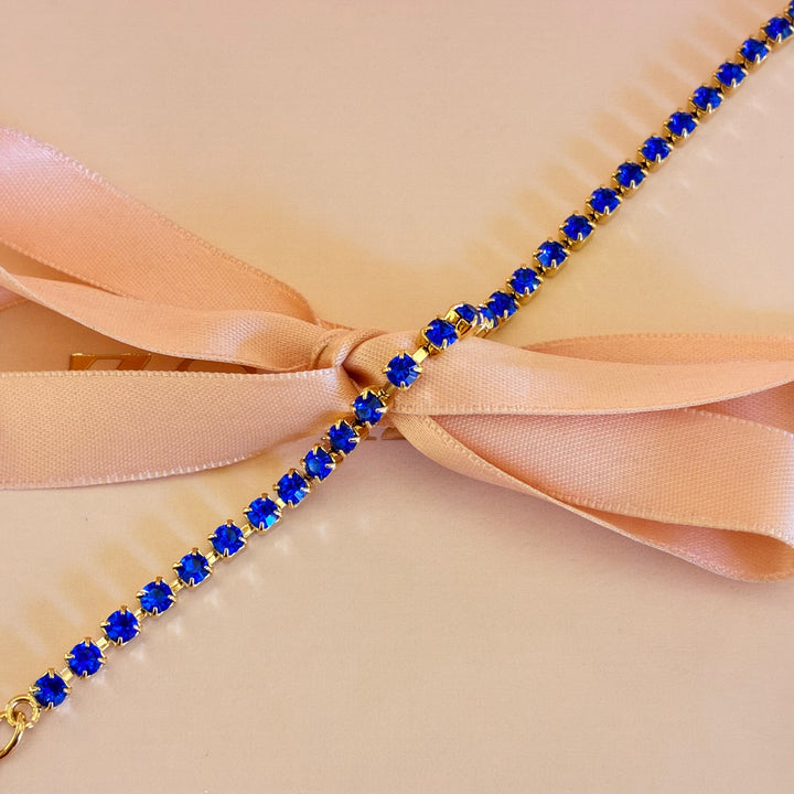 Dainty royal blue Swarovski crystals bracelet