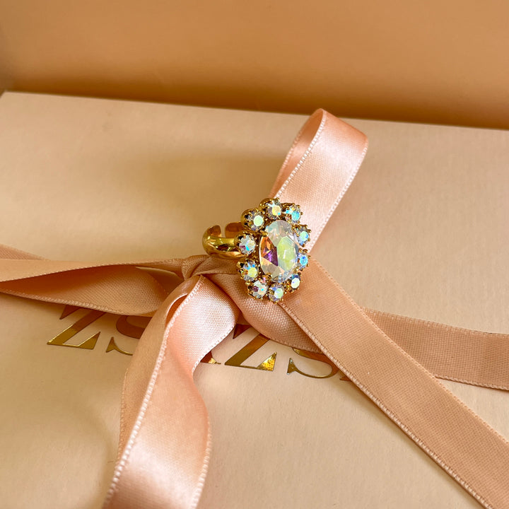 Aurora borealis Swarovski Crystals pendant and ring