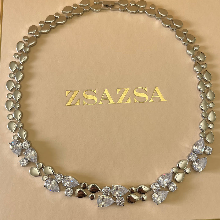 Silver zircone teardrop set