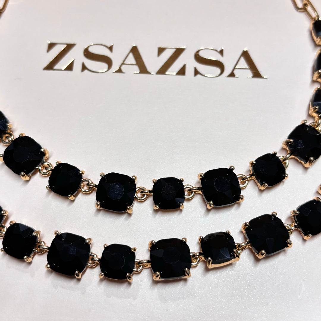 Black rhinestone gold set