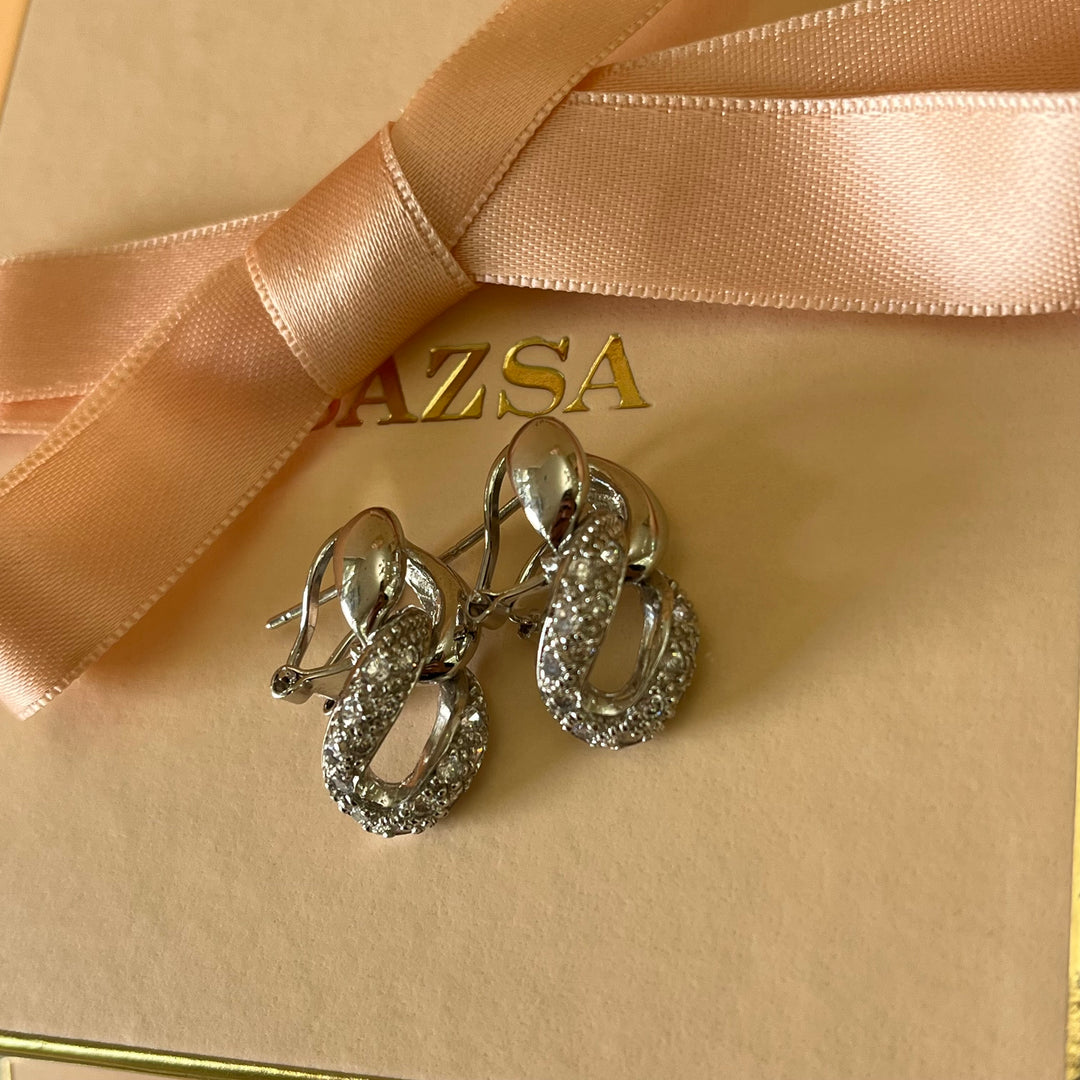 Silver zircone chain earrings