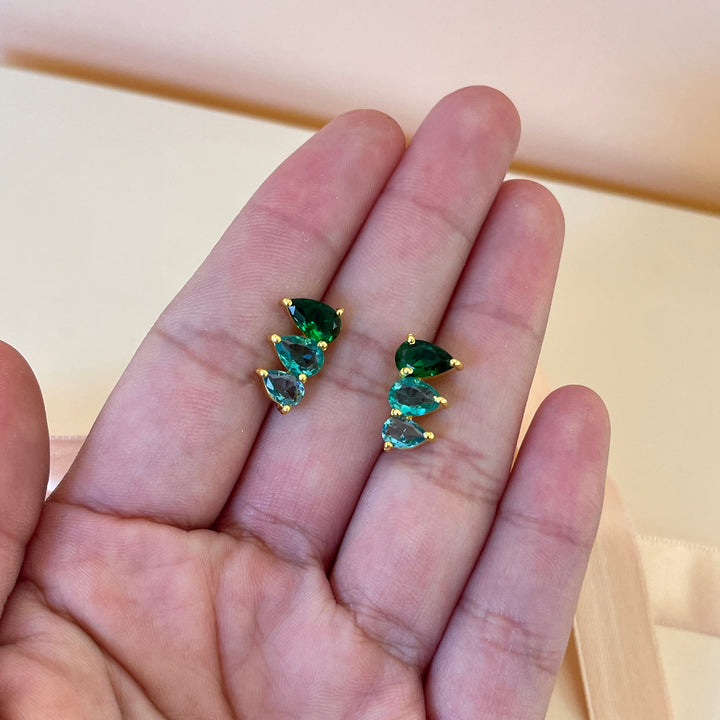 Multigreen zircone studs and ring