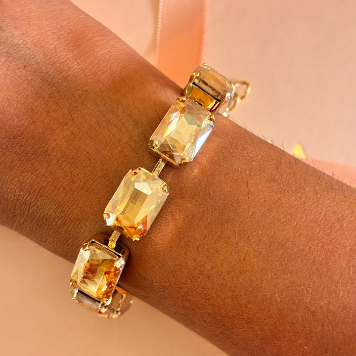 Rectangular bronze Preciosa crystals set