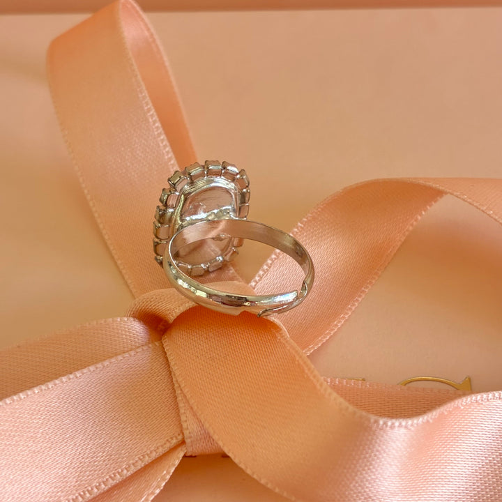 Oval light pink Preciosa crystals silver pendant set