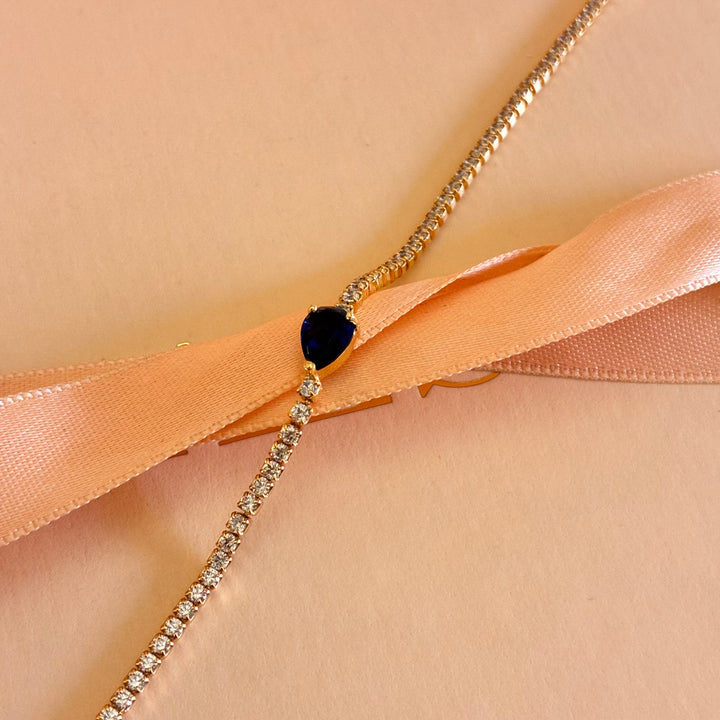 Dainty teardrop navy blue zircone bracelet