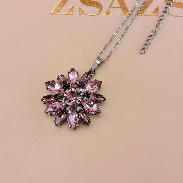 Flowers mauve preciosa crystals set