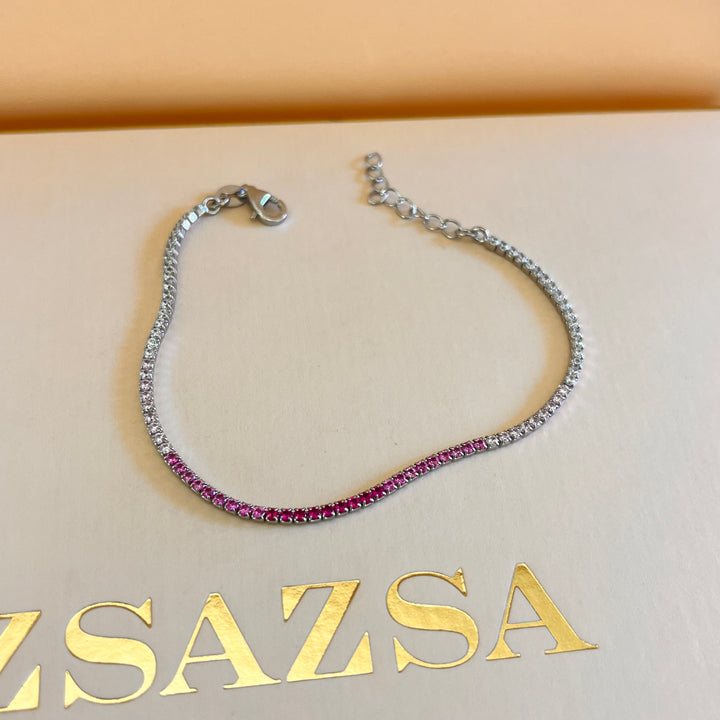 Gradient fuchsia zircone necklace and bracelet