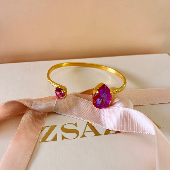 Fuchsia Swarovski crystals hooks and bangle