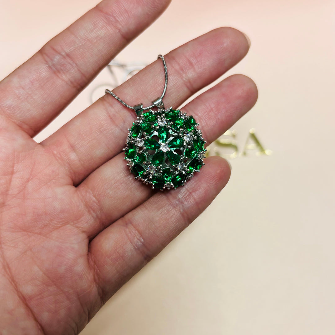 Flower zircone silver set