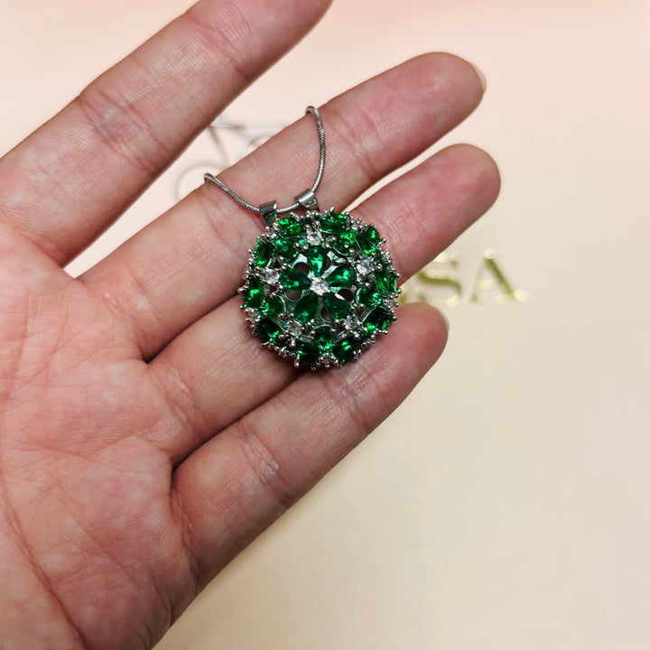 Flower zircone silver set