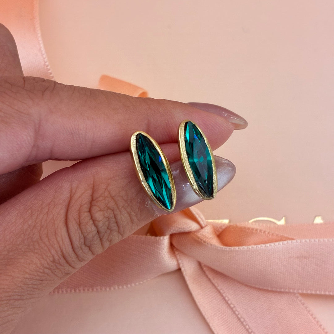 Handmade dark green Swarovski studs