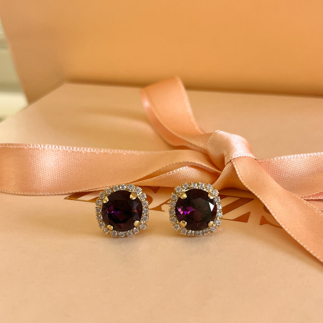 Purple Swarovski crystals studs