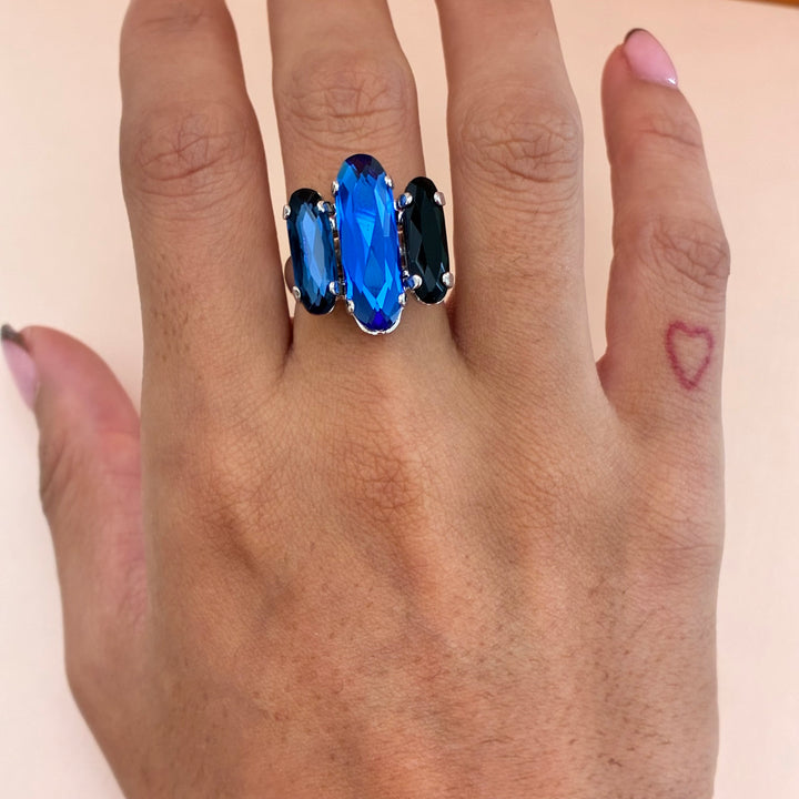 Blue and black Swarovski crystals set