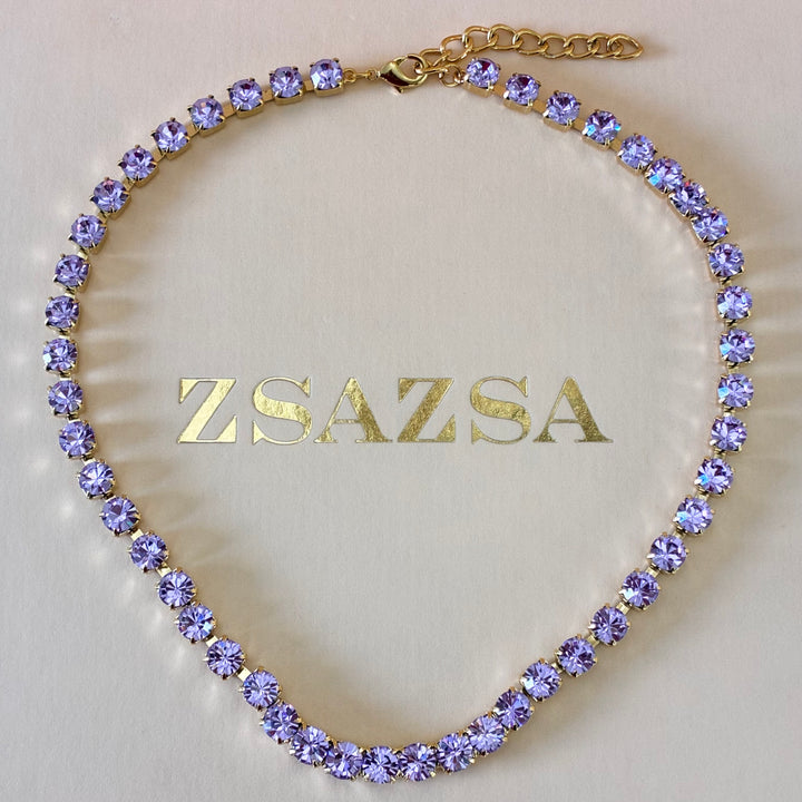Lilac Swarovski crystals gold plated set