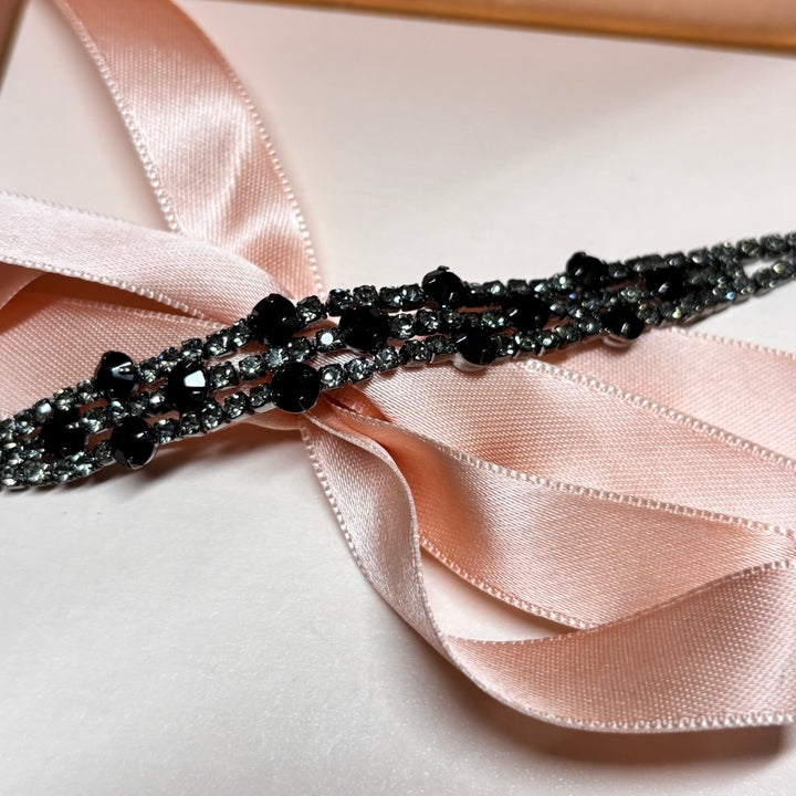 Black and grey rhinestone bracelet