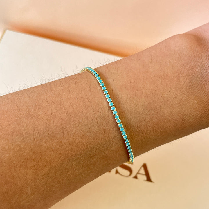 Turquoise tennis zircone bracelet