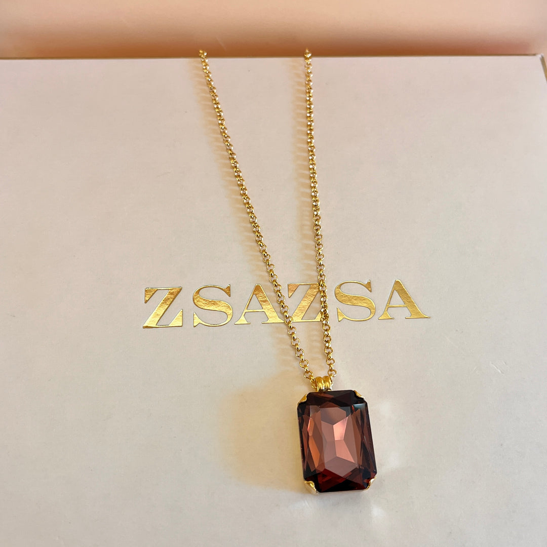 Purple rectangular preciosa crystal pendant