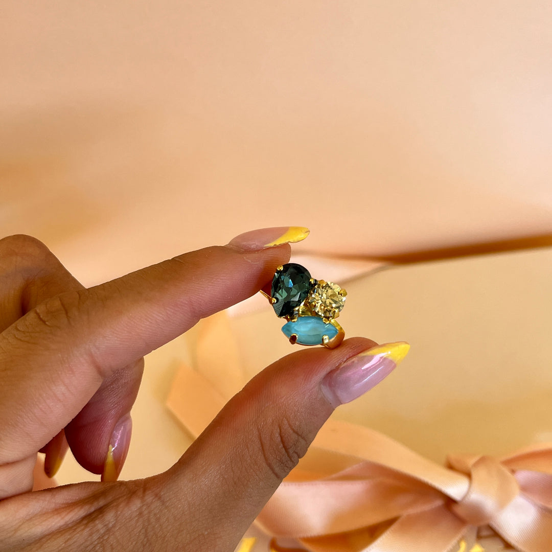 Verdemar and turquoise Swarovski crystal ring