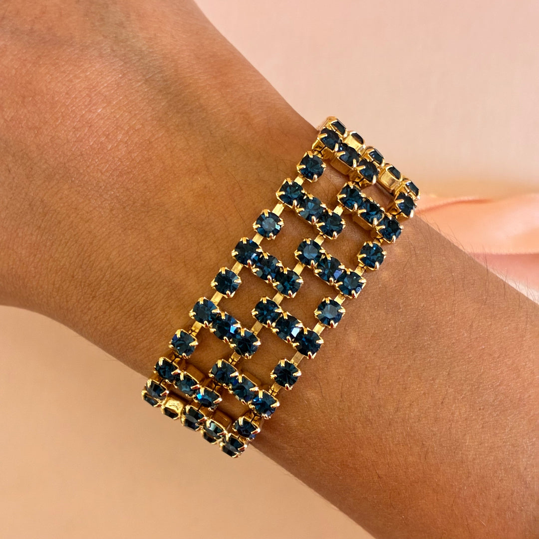 Thick navy blue preciosa crystals bracelet