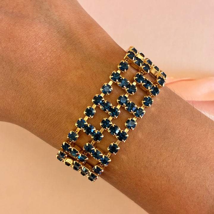 Thick navy blue preciosa crystals bracelet