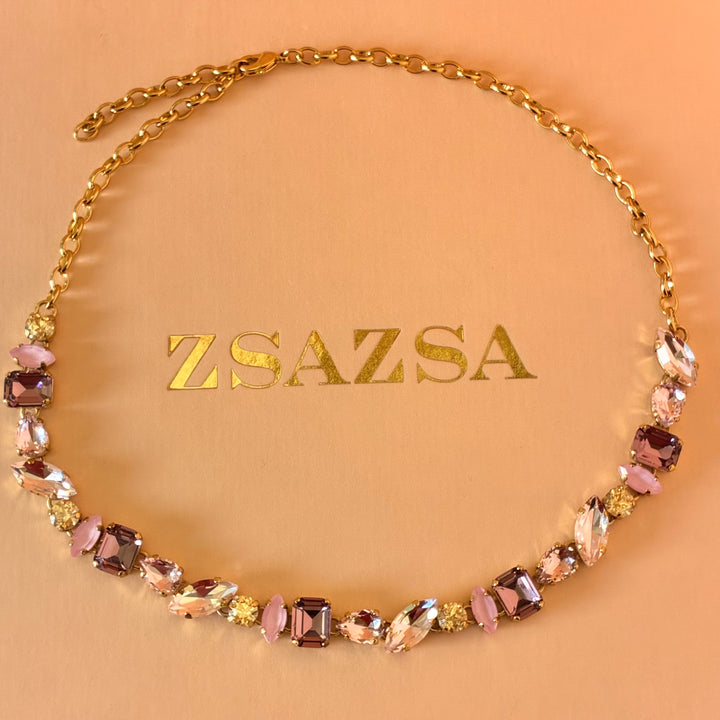 Elegant lilac and pink Swarovski crystals set