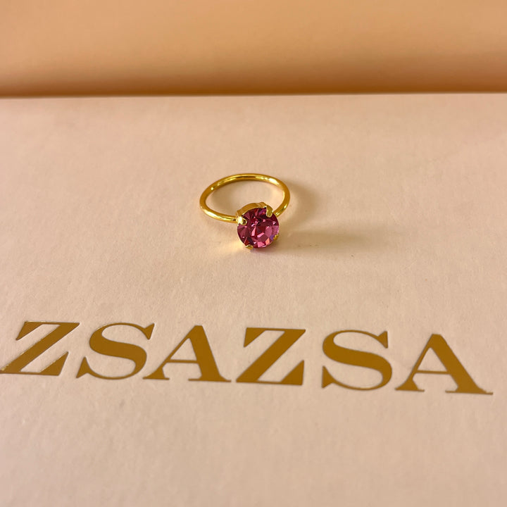 Handmade teardrop Pink and fuchsia Swarovski crystals gold set