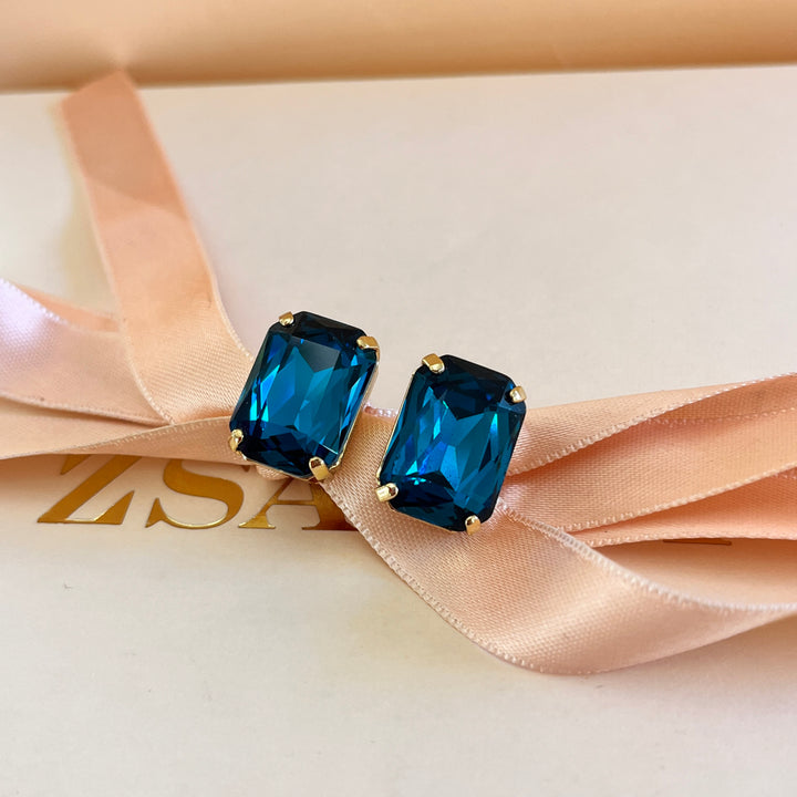 Verdemar rectangular Swarovski crystals studs