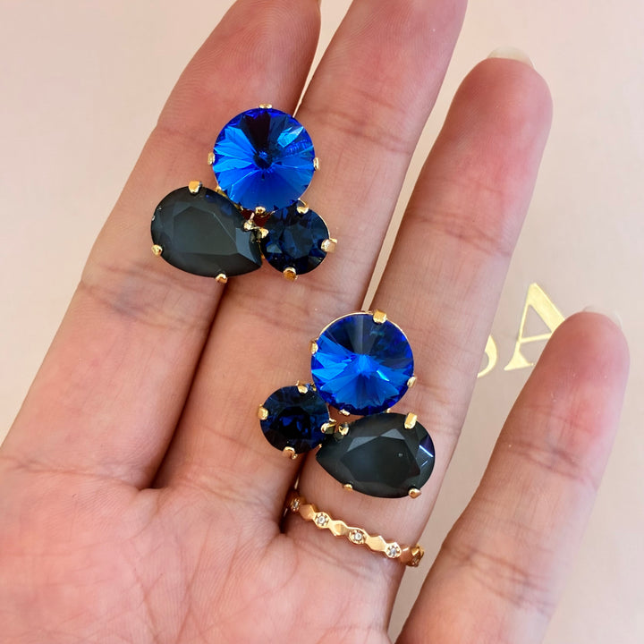 Blue Swarovski crystals gold plated set