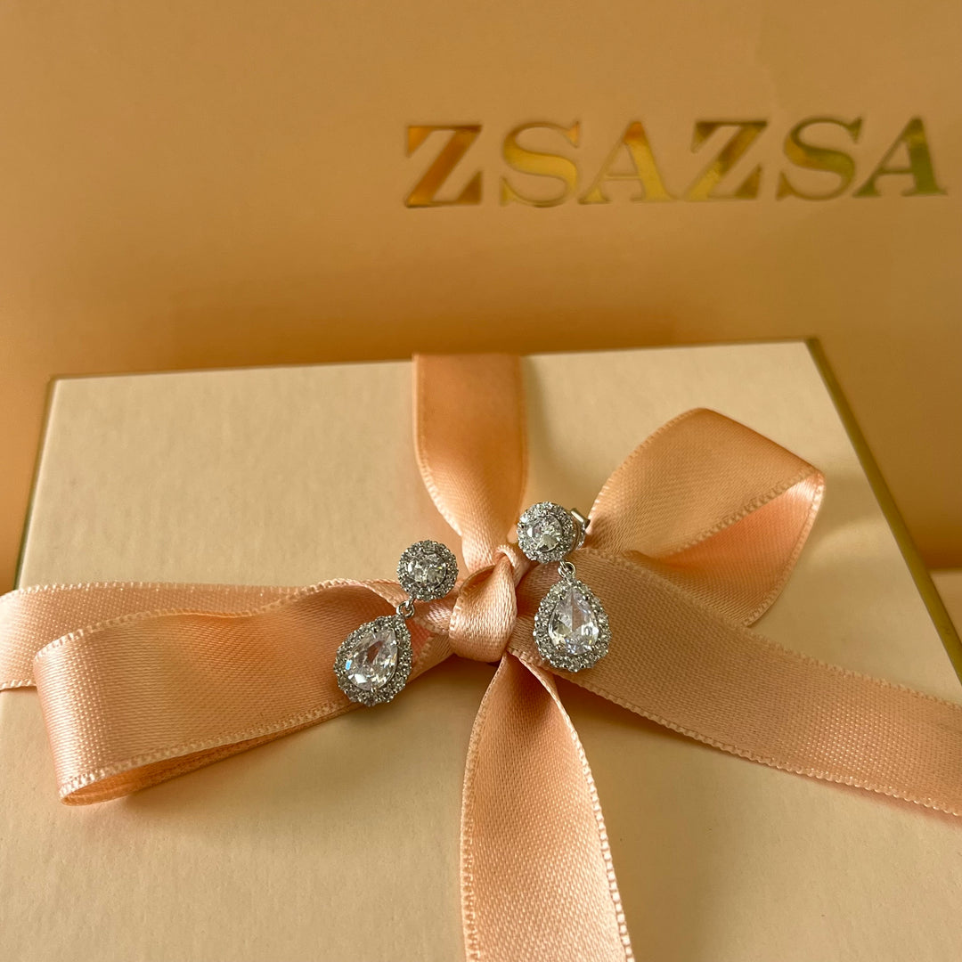 Teardrop zircone earrings