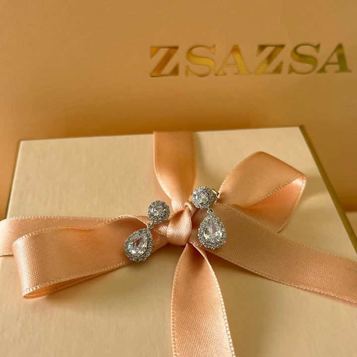 Teardrop zircone earrings