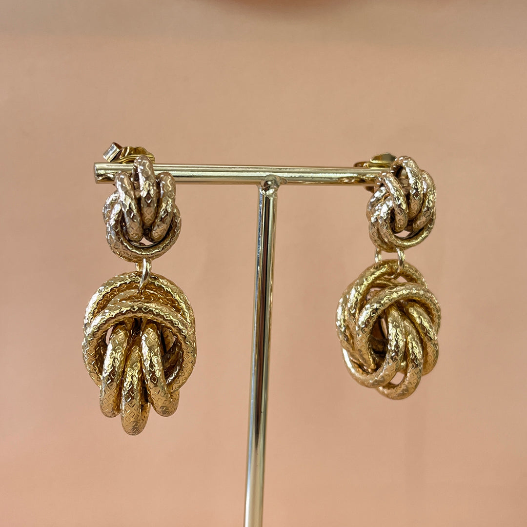 Gold twisted handmade earrings