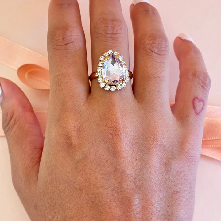 Teardrop lilac Preciosa Crystals gold plated set