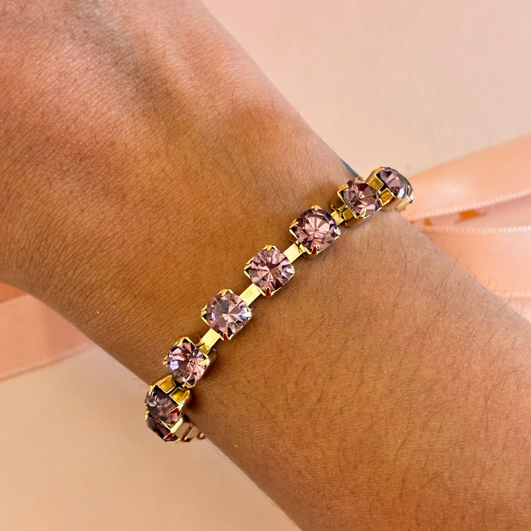 Mauve Swarovski crystals bracelet