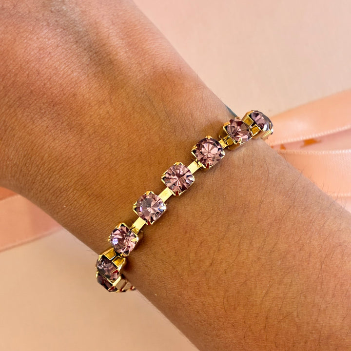 Mauve Swarovski crystals bracelet