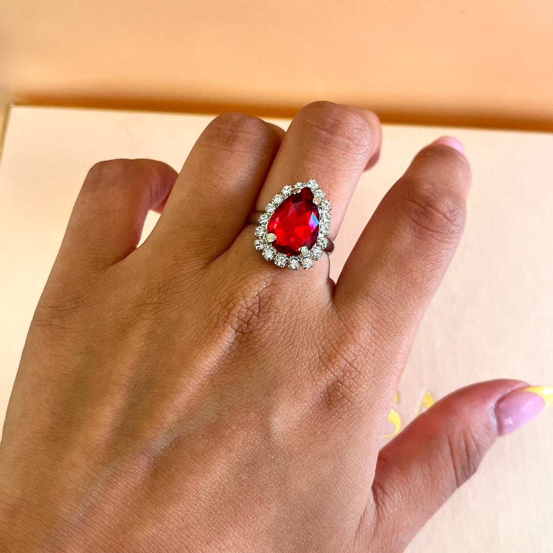 Red teardrop Swarovski crystals set