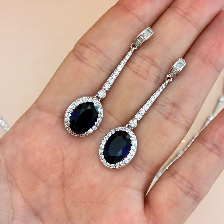 Navy blue zircone silver set