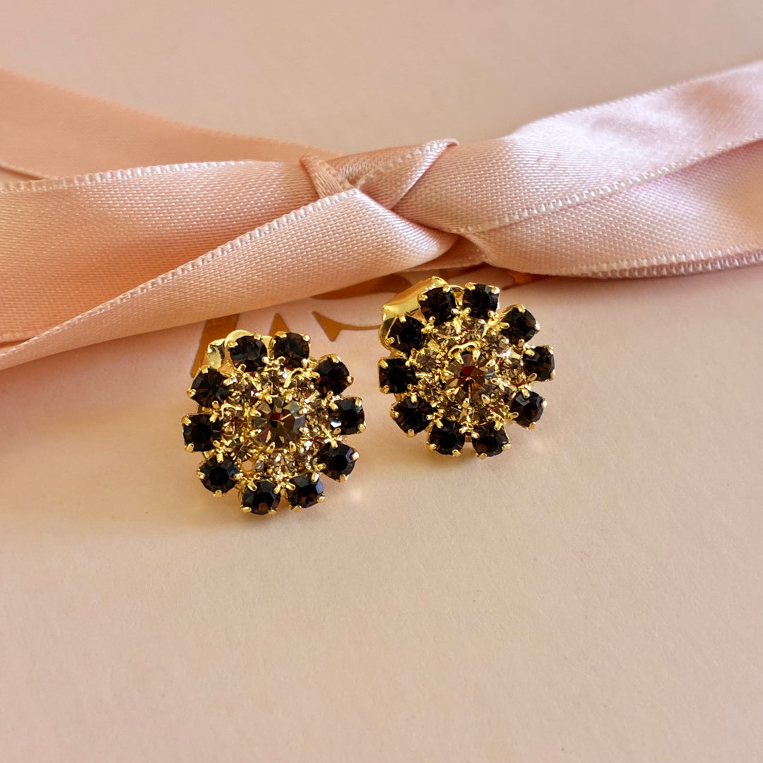 Brown with champagne flowers gold plated set