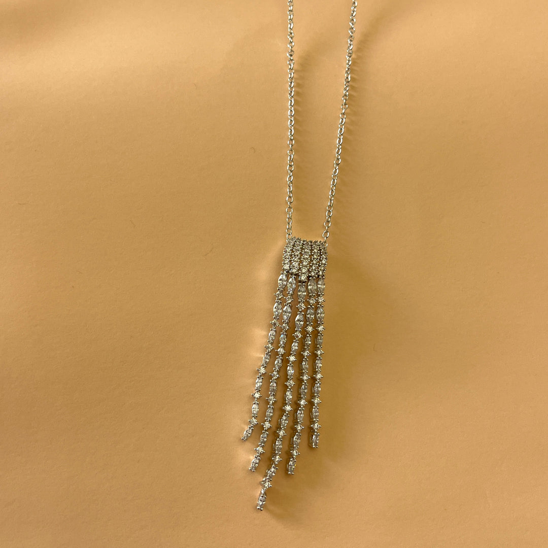 Silver zircone fringe set