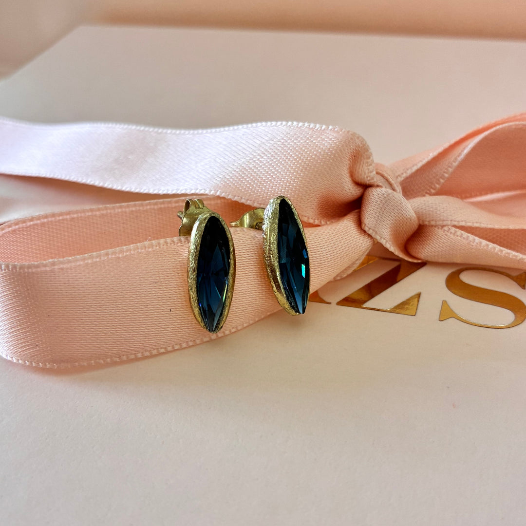 Handmade Swarovski Navy blue studs