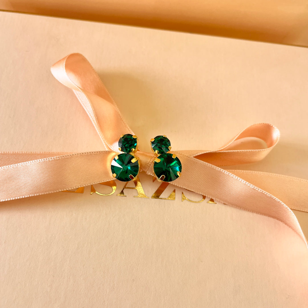 Dark green preciosa crystals studs