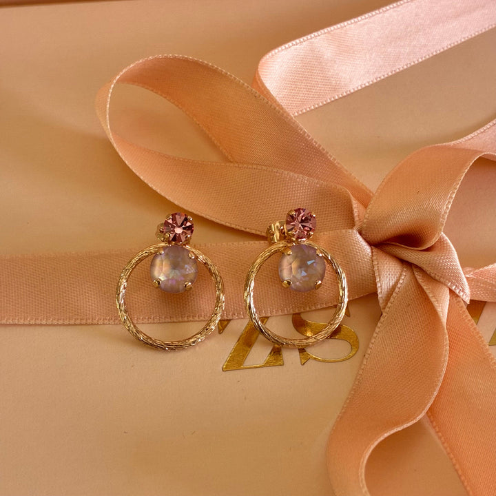 Pink Swarovski crystals rose gold plated earrings