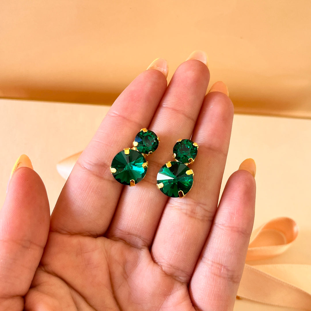 Dark green preciosa crystals studs