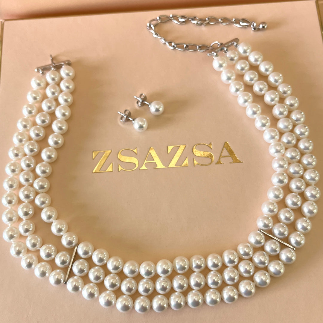 White Mallorca pearls set