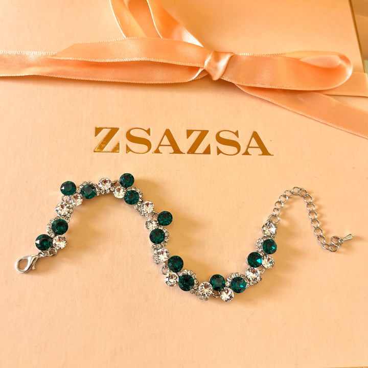 Dark green Swarovski crystals set