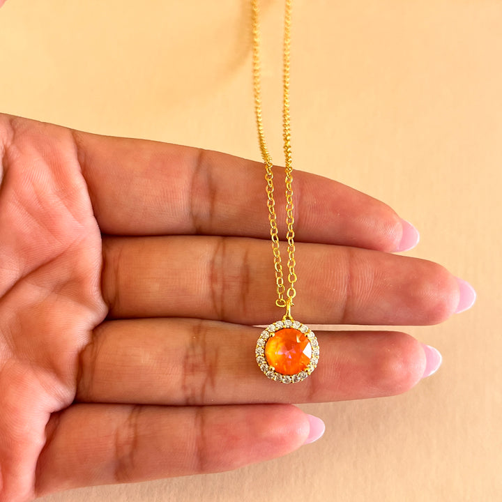 Coral zircone pendant