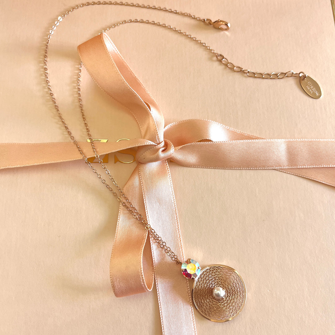 Aurora borealis Swarovski crystals and pearls handmade set