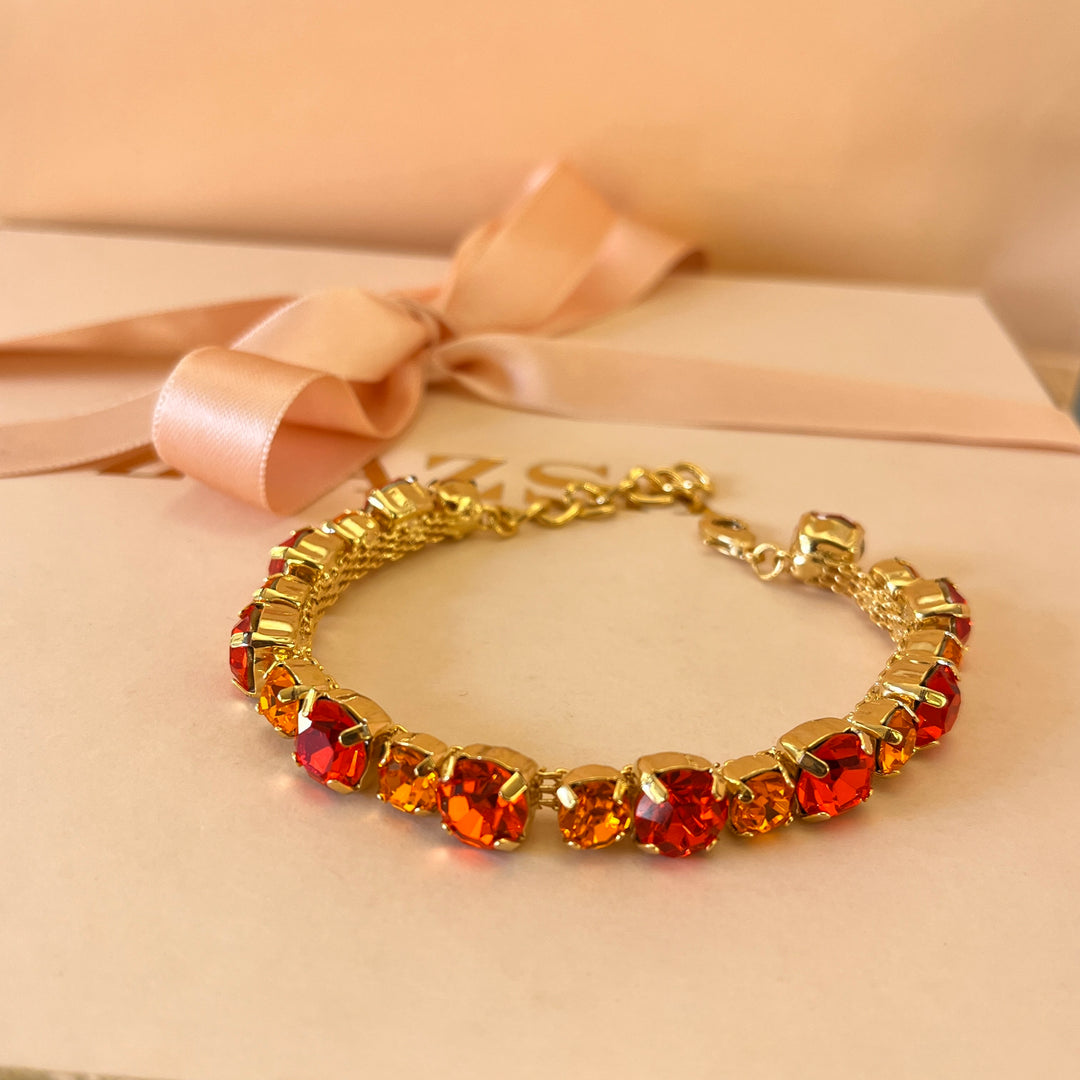 Orange Swarovski crystals bracelet